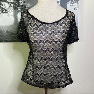 Shimmer Lace Cropped Hi-Lo Top